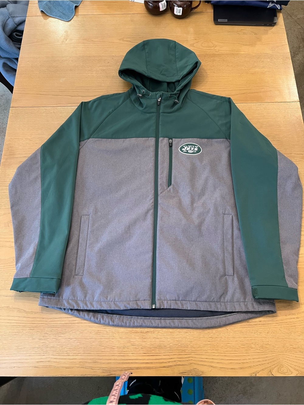 NFL New York Jets Green and Gray Hooded Softshell Jacket